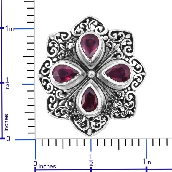 Mandala Flower Ruby Ring 925 Sterling Silver NWOTS - Picture 6 of 11